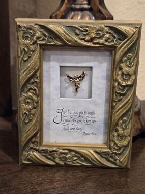 Gold and Green Ornate With Gold Angel Shadow Box Frame - Home Accents